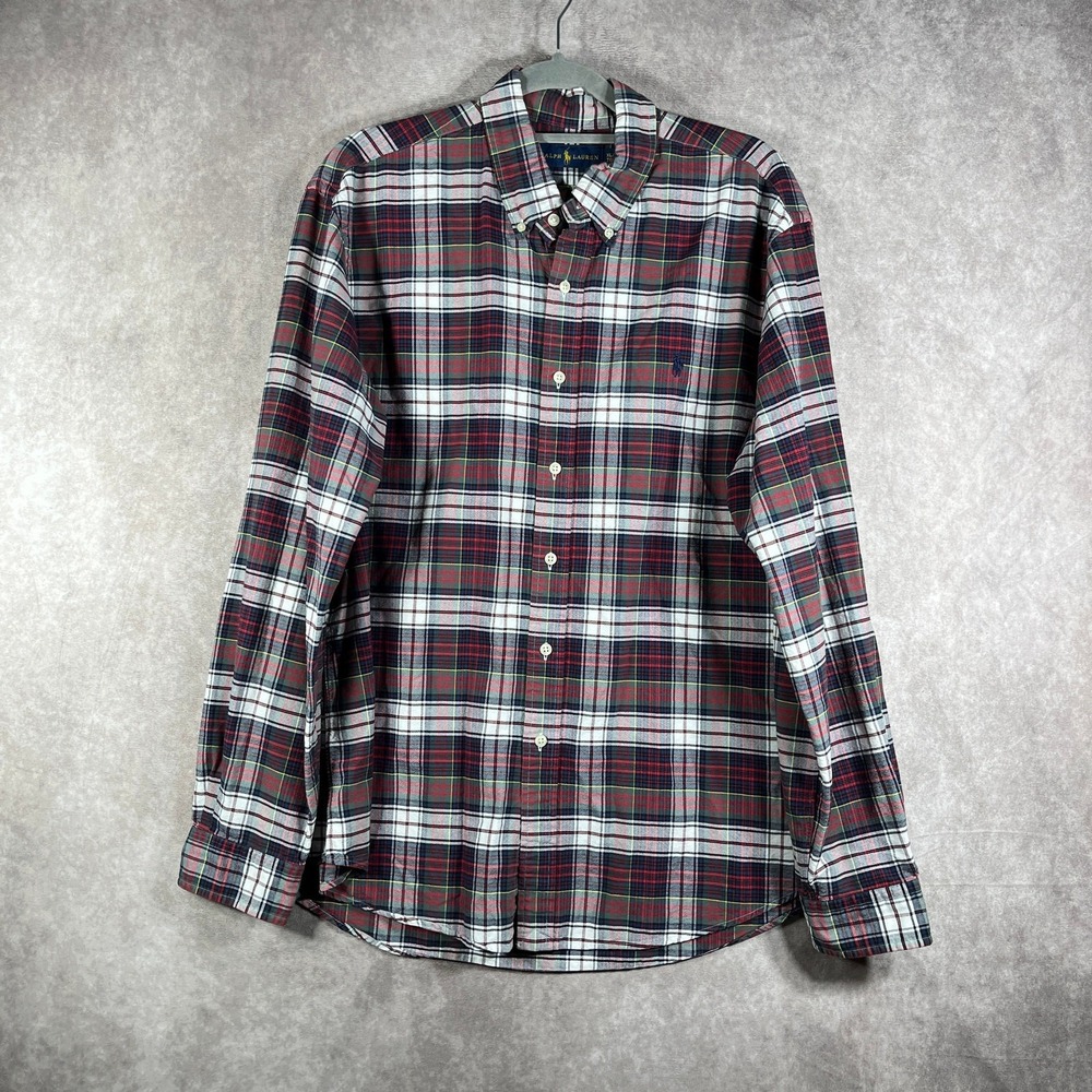 Ralphβ Lauren Shirt Mens XL Red Blue Plaid Button Down Long Sleeve Casual Preppy
